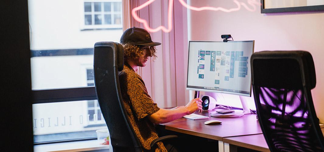 James sat behind his computer screen